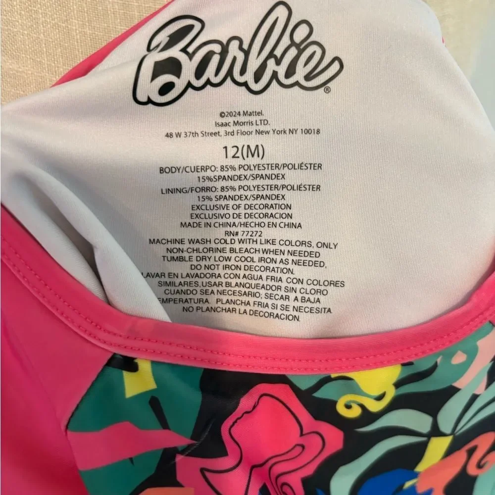 NWOT Barbie Kids Rashguard Set - Pink and Multicolor